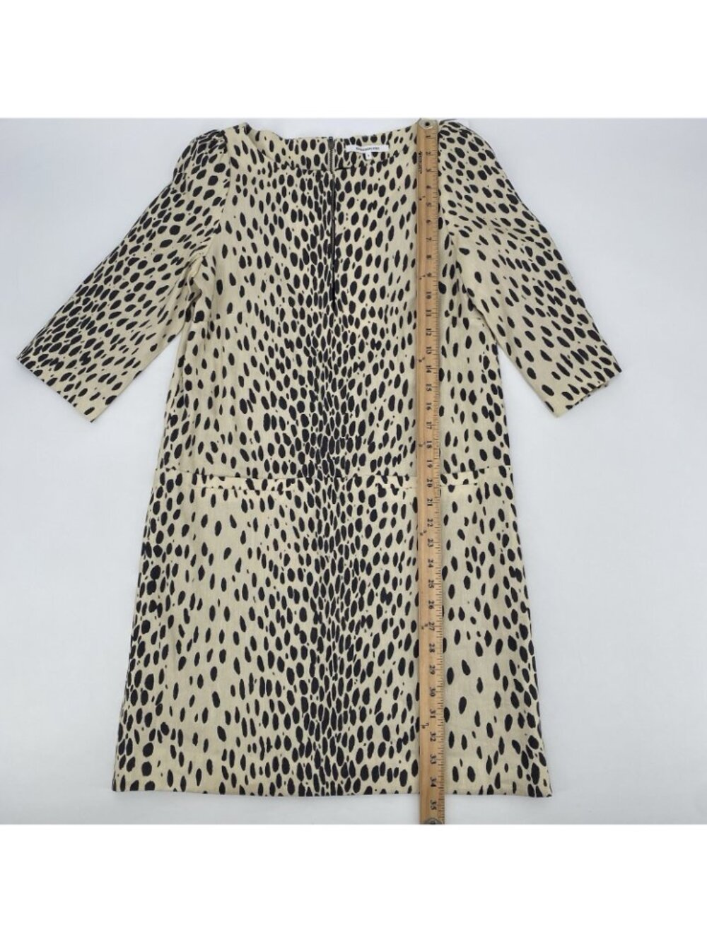Emerson Fry Size Small Mod Shift Dress Linen Half Sleeve Animal Print Leopard - Picture 10 of 10